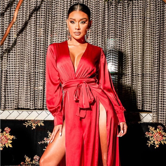 Satin Jumpsuit Red - Picture 2 of 2